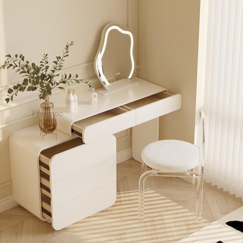 Ivory White Dressing Table with Acrylic Chair - Casatrail.com