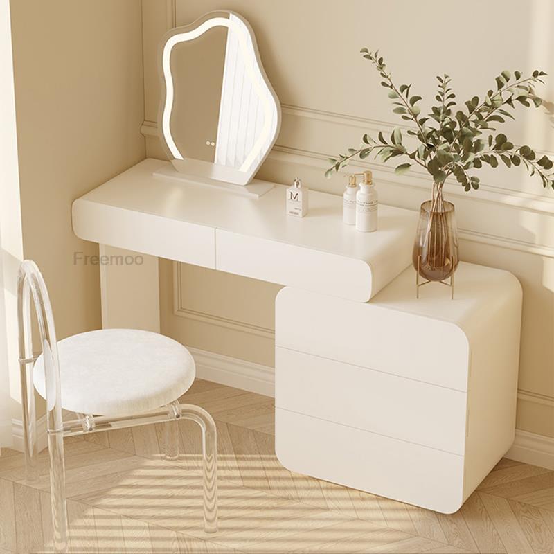 Ivory White Dressing Table with Acrylic Chair - Casatrail.com