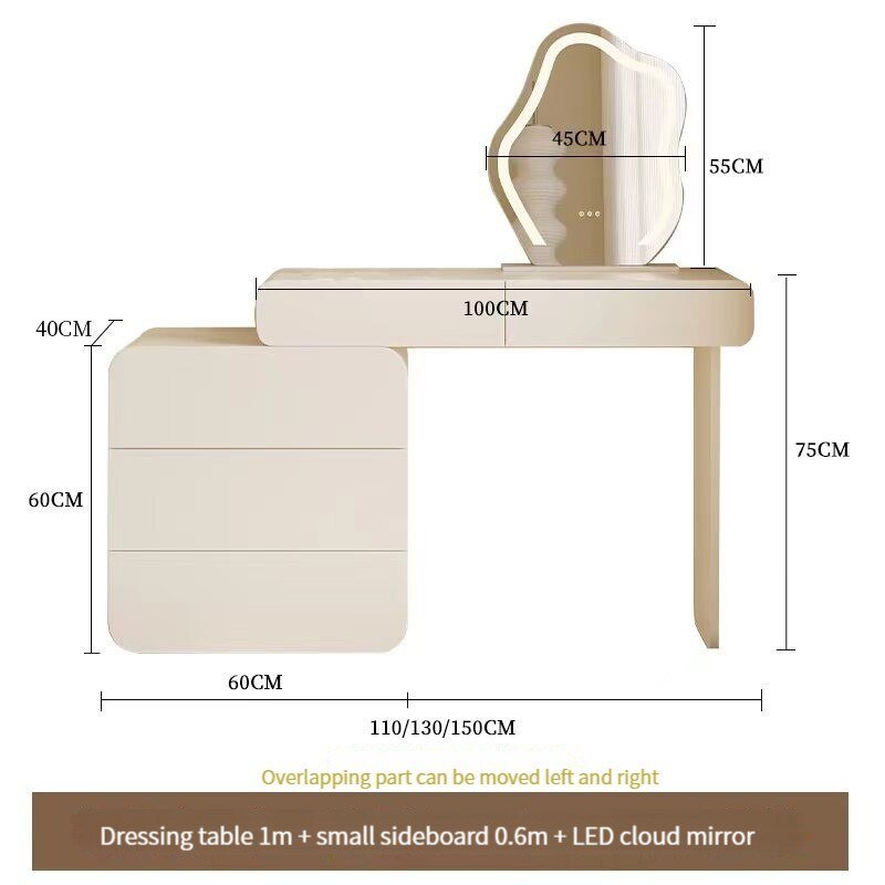 Ivory White Dressing Table with Acrylic Chair - Casatrail.com