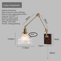 Thumbnail for Japandi Style Swivel Brass Wall Lamp with Switch - Casatrail.com