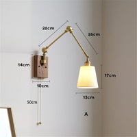 Thumbnail for Japandi Style Swivel Brass Wall Lamp with Switch - Casatrail.com