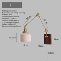 Thumbnail for Japandi Style Swivel Brass Wall Lamp with Switch - Casatrail.com
