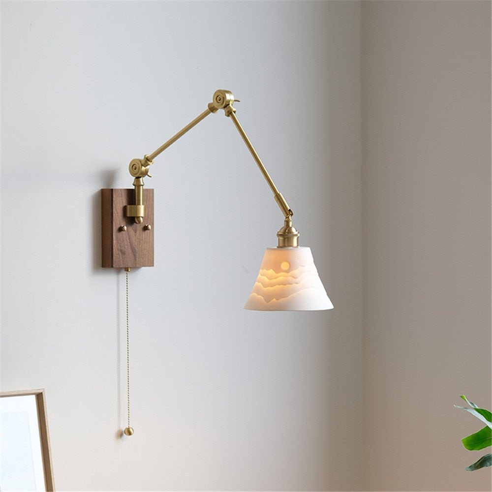 Japandi Style Swivel Brass Wall Lamp with Switch - Casatrail.com