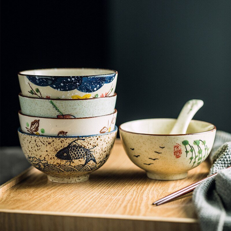 Japanese Antique High - foot Rice Bowl - Casatrail.com