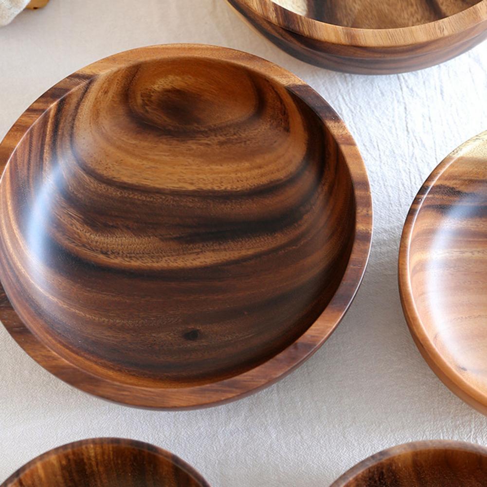 Japanese Round Wooden Fruit Salad Bowl - Casatrail.com