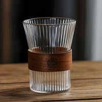 Thumbnail for Japanese Style Glass Coffee Cups with Walnut Sleeve - Casatrail.com