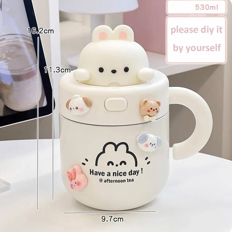 Kawaii Bear Thermal Insulated Tumbler With Lid - Casatrail.com