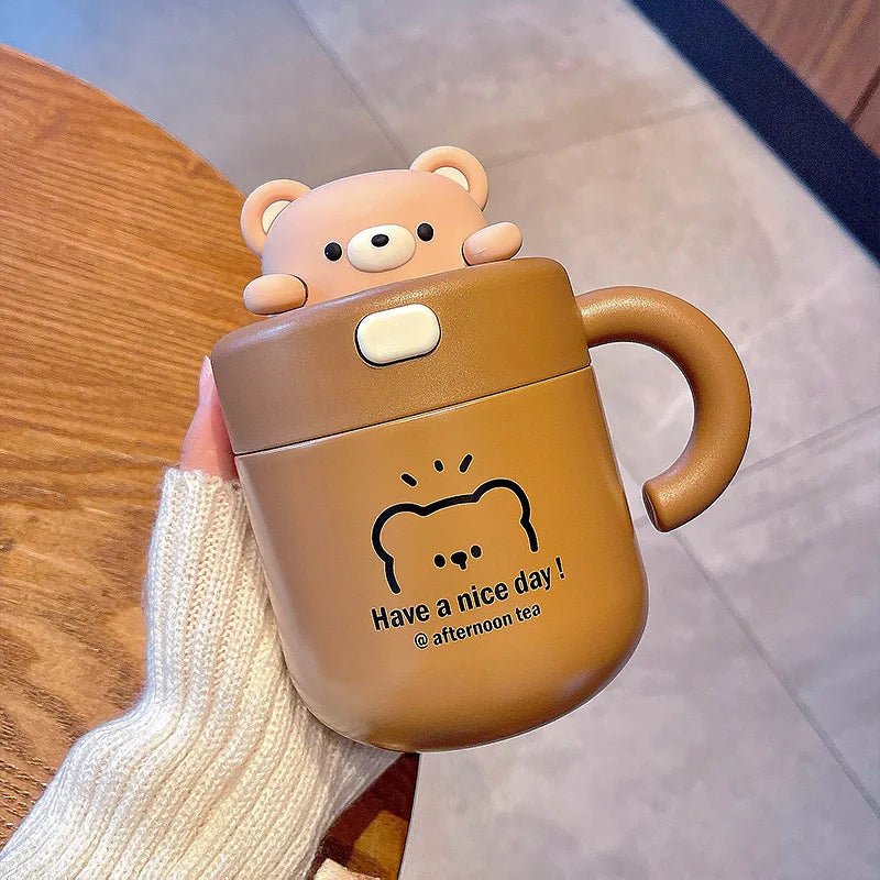 Kawaii Bear Thermal Insulated Tumbler With Lid - Casatrail.com