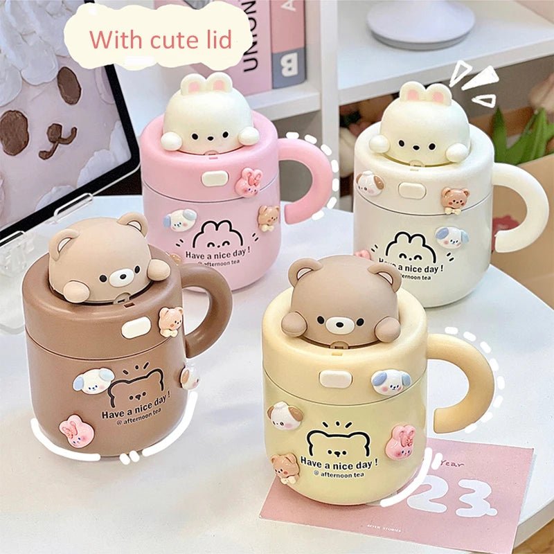 Kawaii Bear Thermal Insulated Tumbler With Lid - Casatrail.com