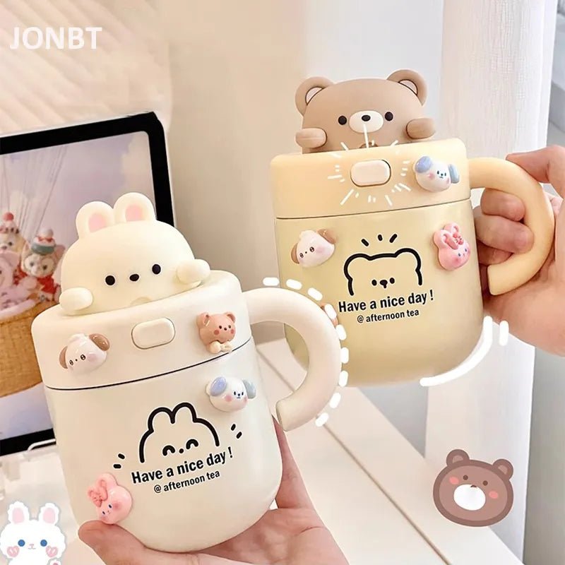 Kawaii Bear Thermal Insulated Tumbler With Lid - Casatrail.com