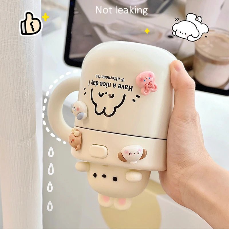 Kawaii Bear Thermal Insulated Tumbler With Lid - Casatrail.com