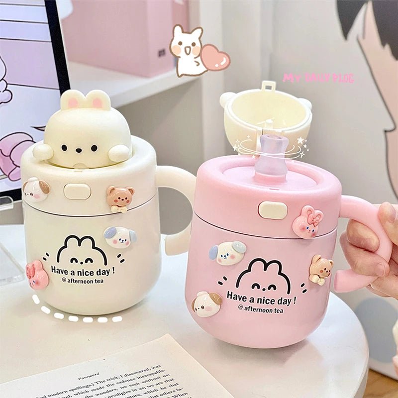 Kawaii Bear Thermal Insulated Tumbler With Lid - Casatrail.com