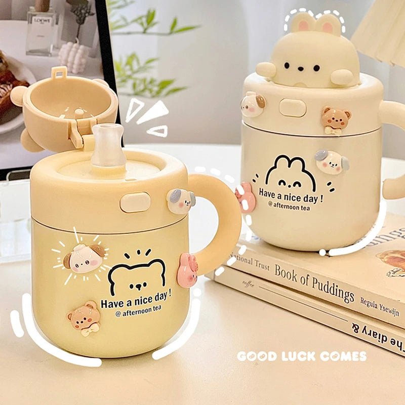 Kawaii Bear Thermal Insulated Tumbler With Lid - Casatrail.com