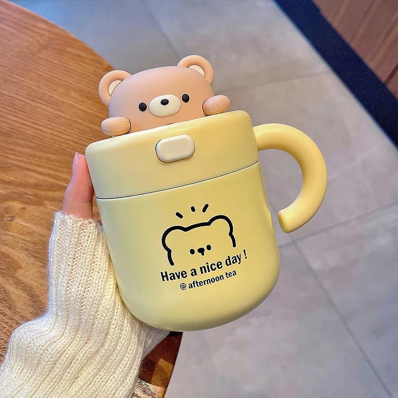 Kawaii Bear Thermal Insulated Tumbler With Lid - Casatrail.com