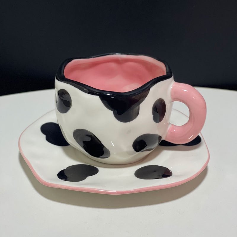 Kawaii Ceramic Mug - Handmade Flower Pattern - 300ml - Casatrail.com