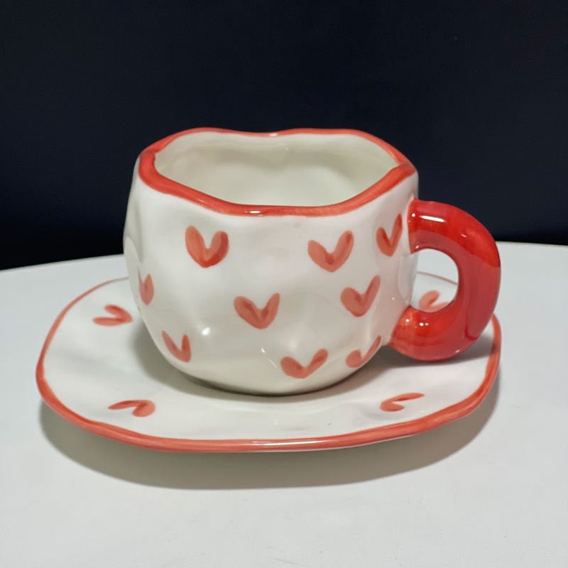 Kawaii Ceramic Mug - Handmade Flower Pattern - 300ml - Casatrail.com