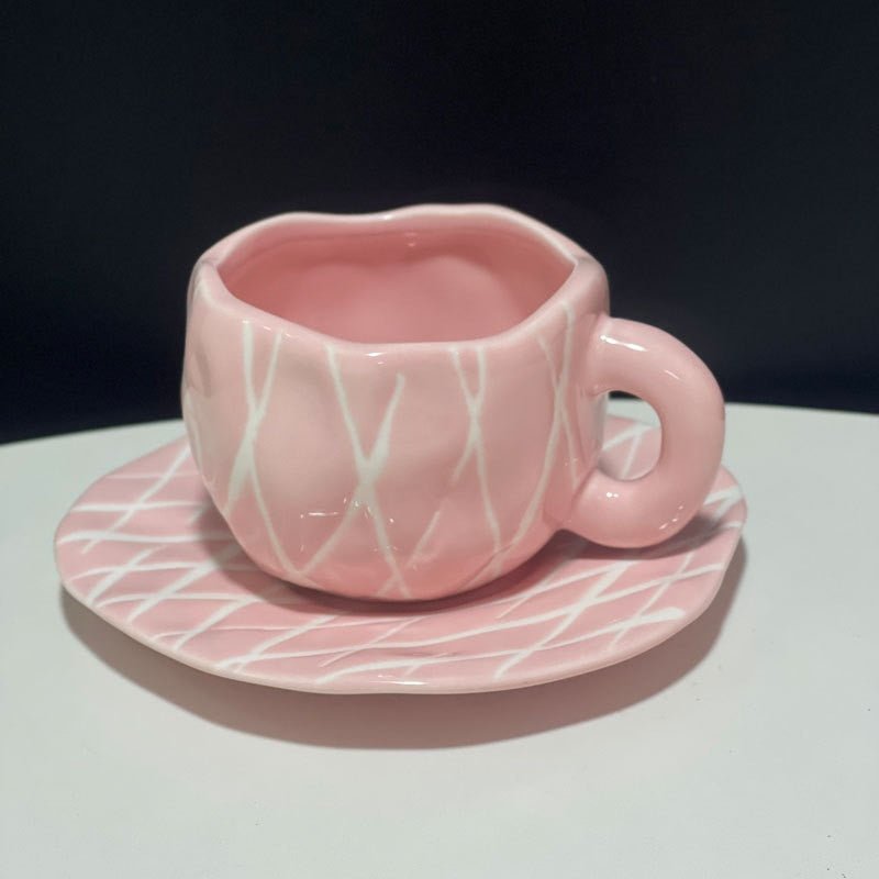 Kawaii Ceramic Mug - Handmade Flower Pattern - 300ml - Casatrail.com