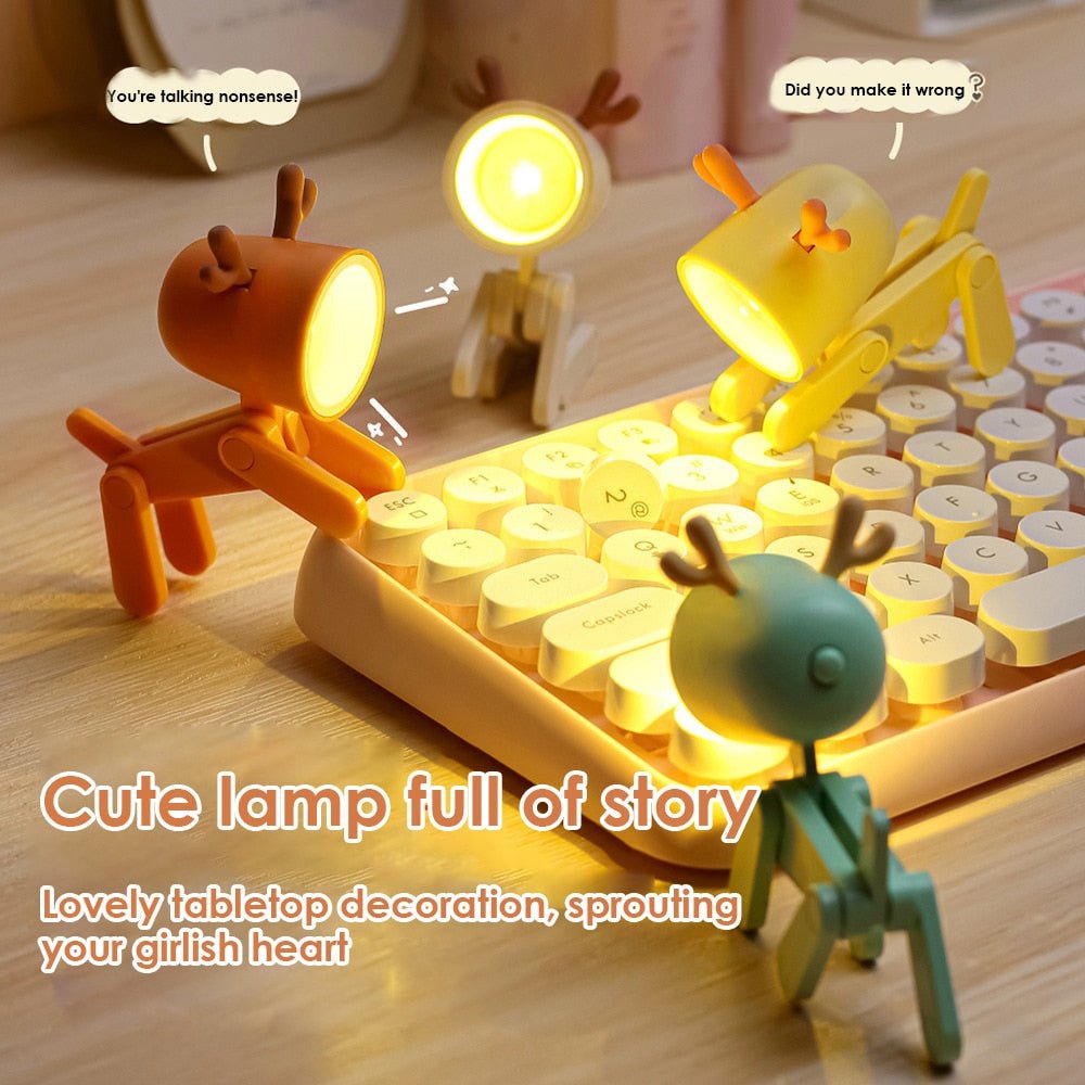 Kawaii Dog and Deer Shape Small Table Lamp - Casatrail.com