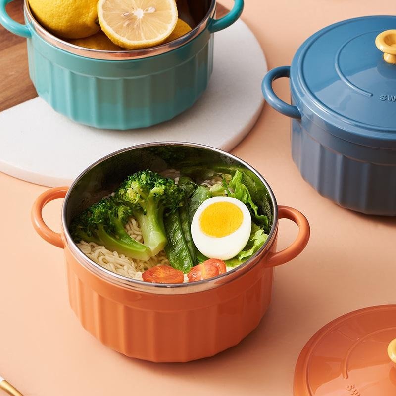 Kawaii Instant Ramen Bowl Set with Lid and Spoon - Casatrail.com