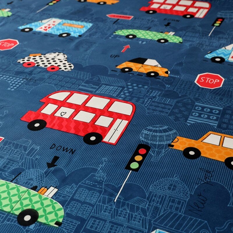 Kids Cartoon Cars Printed Fitted Bed Sheet with Pillowcase - Casatrail.com