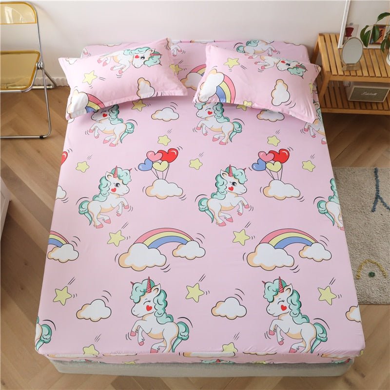 Kids Cartoon Cars Printed Fitted Bed Sheet with Pillowcase - Casatrail.com