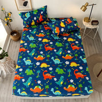 Thumbnail for Kids Cartoon Cars Printed Fitted Bed Sheet with Pillowcase - Casatrail.com