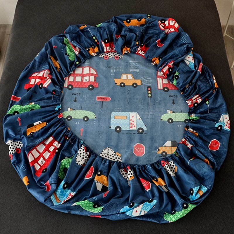 Kids Cartoon Cars Printed Fitted Bed Sheet with Pillowcase - Casatrail.com