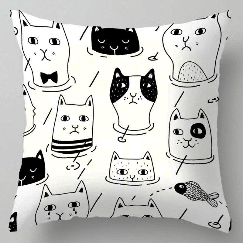 Kids Cute Cartoon Cat Print Plush Sofa Pillows - Casatrail.com