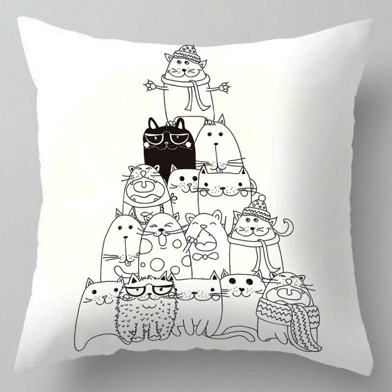 Kids Cute Cartoon Cat Print Plush Sofa Pillows - Casatrail.com