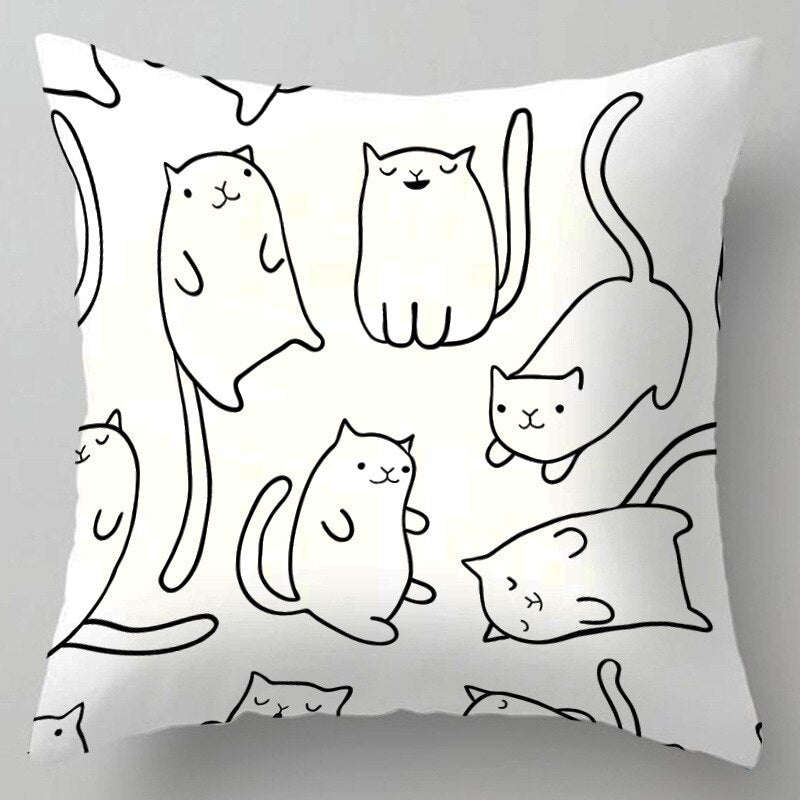 Kids Cute Cartoon Cat Print Plush Sofa Pillows - Casatrail.com