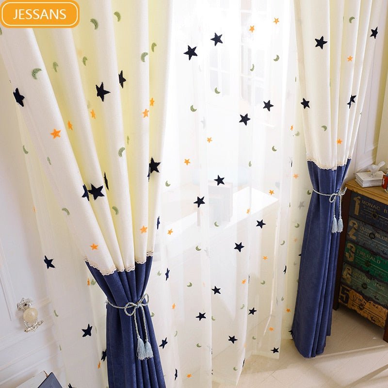 Kids Embroidered Star Moon Curtains - Casatrail.com