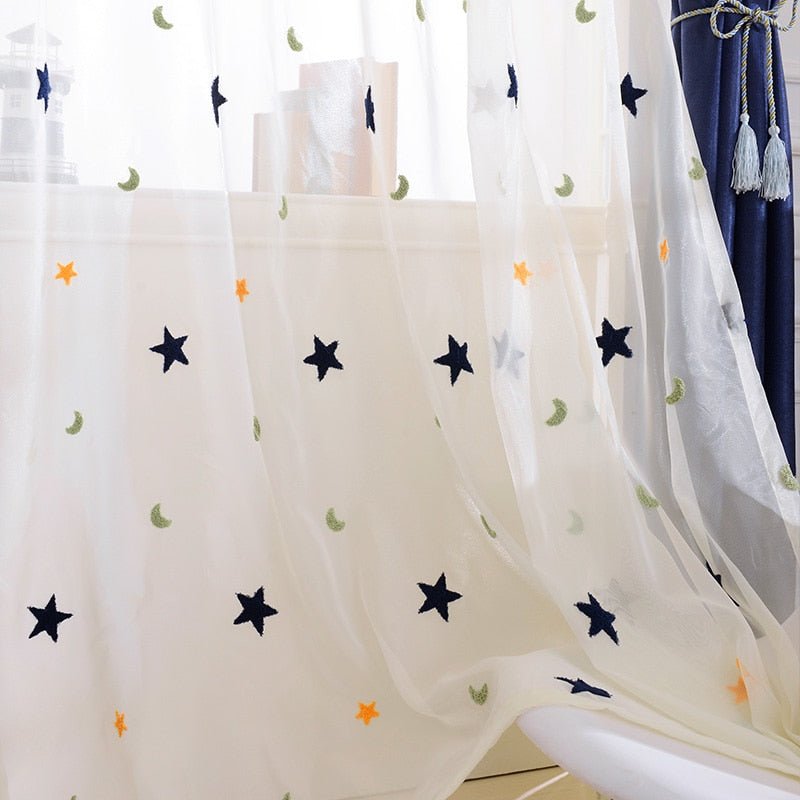 Kids Embroidered Star Moon Curtains - Casatrail.com