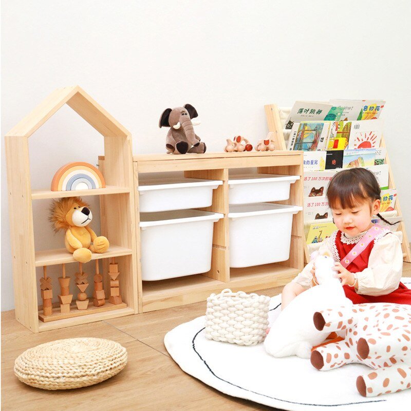 Kids Multi - layer Solid Wood Toy Storage Shelf - Casatrail.com