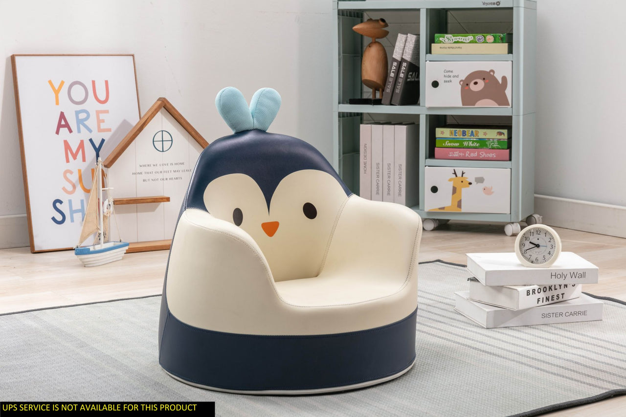 Kids Plush Chair - Blue Penguin - Casatrail.com