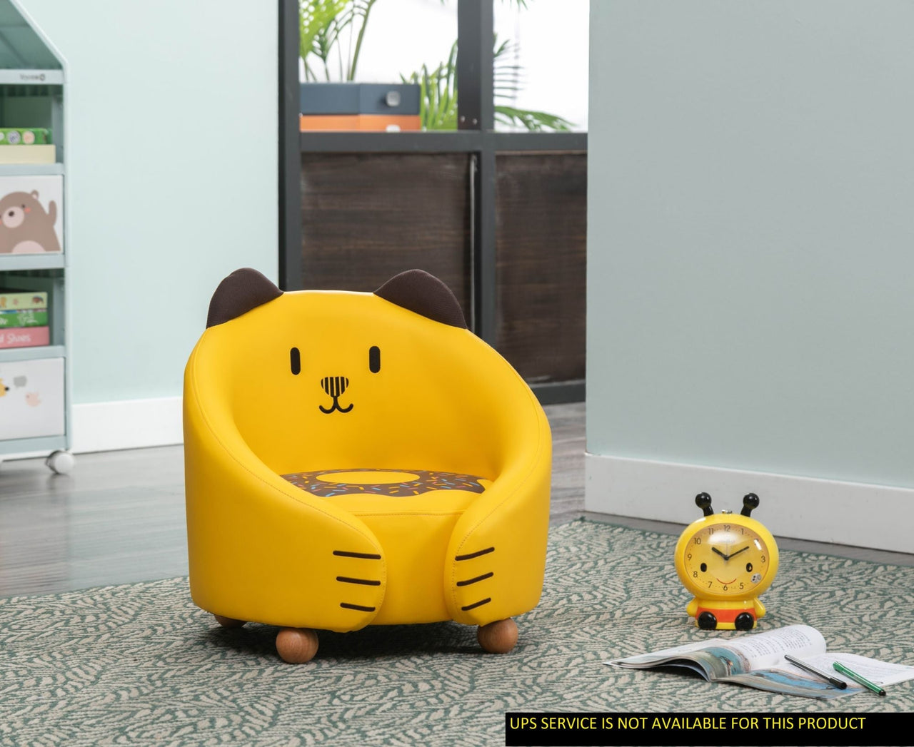 Kids Plush Chair - Yellow Cat - Casatrail.com