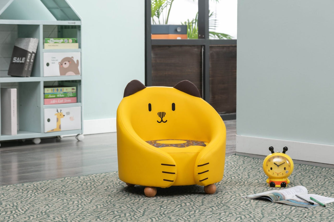 Kids Plush Chair - Yellow Cat - Casatrail.com