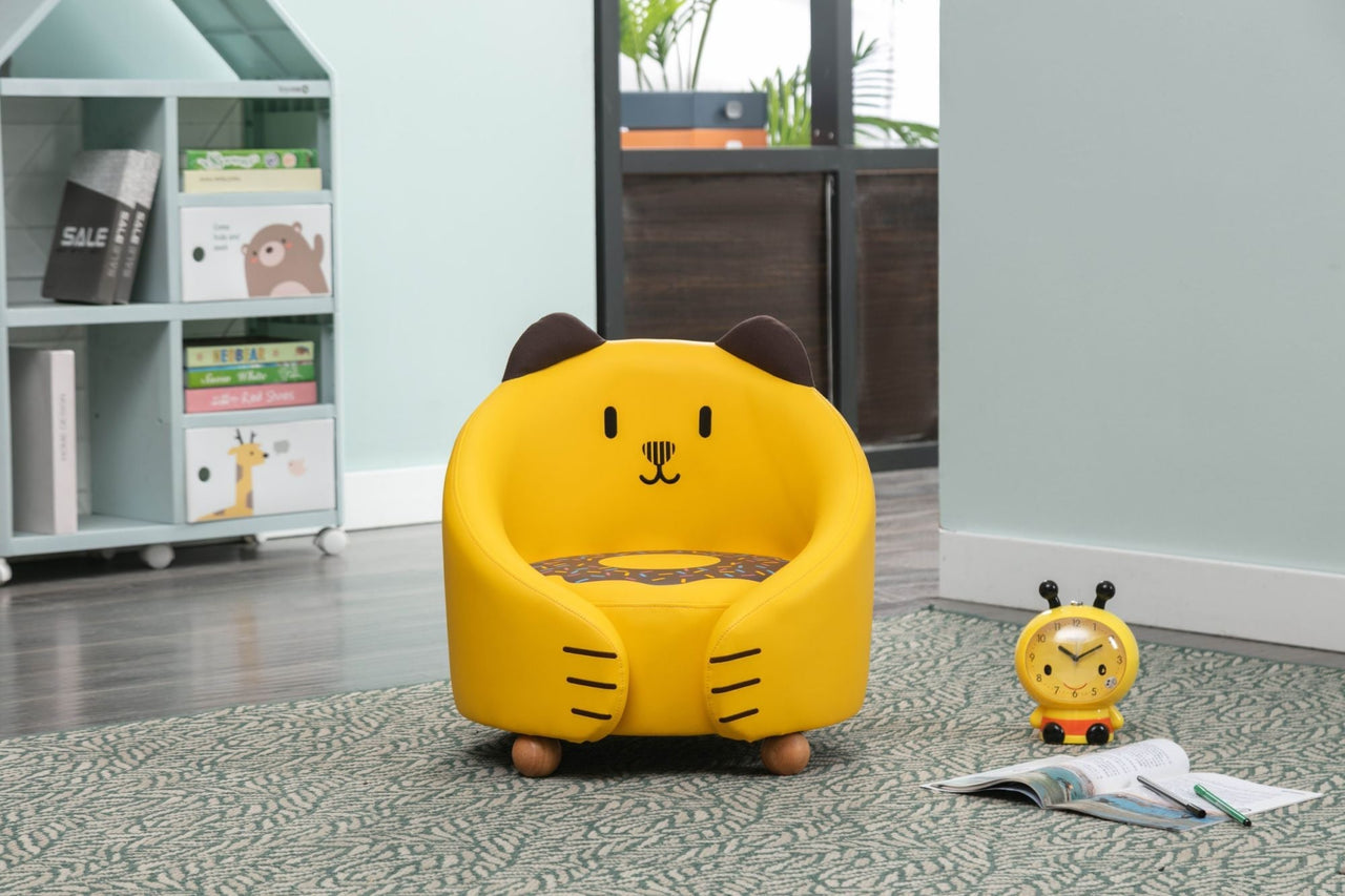 Kids Plush Chair - Yellow Cat - Casatrail.com