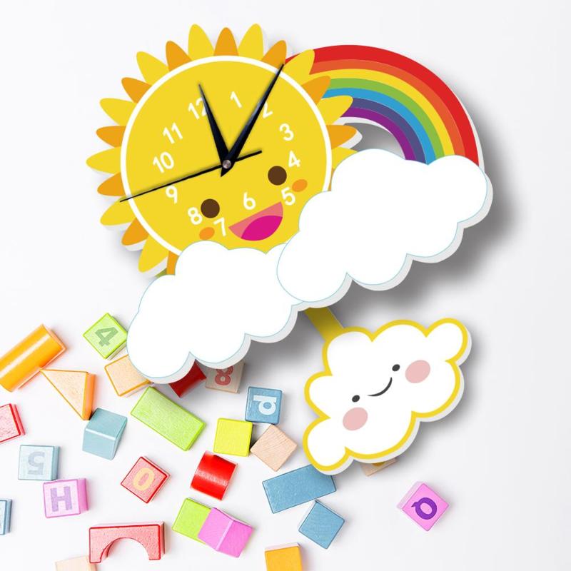 Kids Rainbow Pendulum Wall Clock Study Room Decor - Casatrail.com