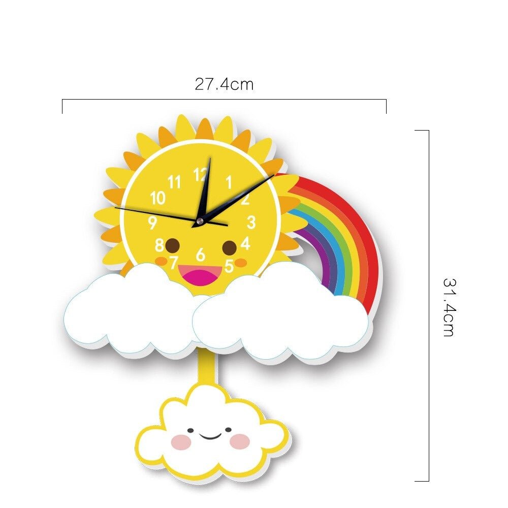 Kids Rainbow Pendulum Wall Clock Study Room Decor - Casatrail.com