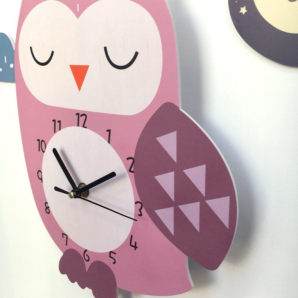 Kids Swing Watch Wall Clock with Cartoon Owl Design - Casatrail.com