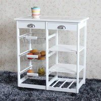 Thumbnail for Kitchen Cart 2 - Drawer 3 - Basket 3 - Shelf Storage Rack - White - Casatrail.com