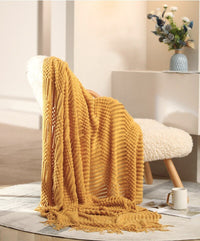 Thumbnail for Knitted Blanket With Tassel - Casatrail.com