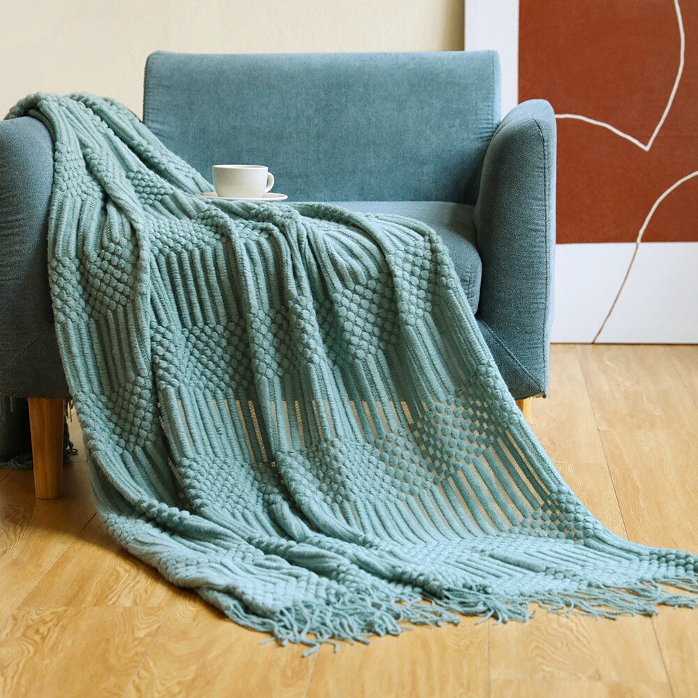 Knitted Blanket With Tassel - Casatrail.com