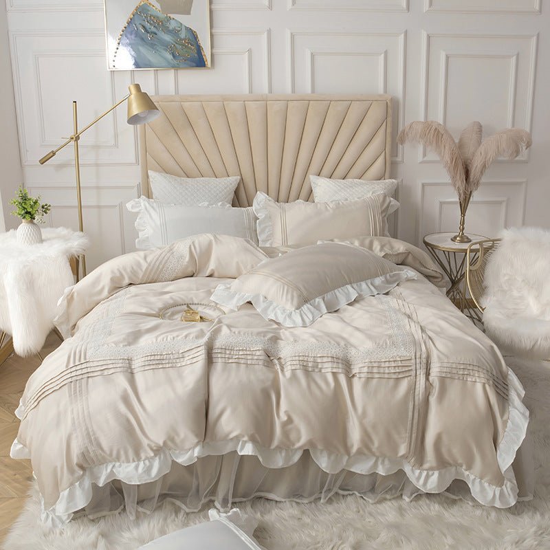 Korean Princess Style Lace Bed Skirt Four - Piece Quilt Cover - Casatrail.com