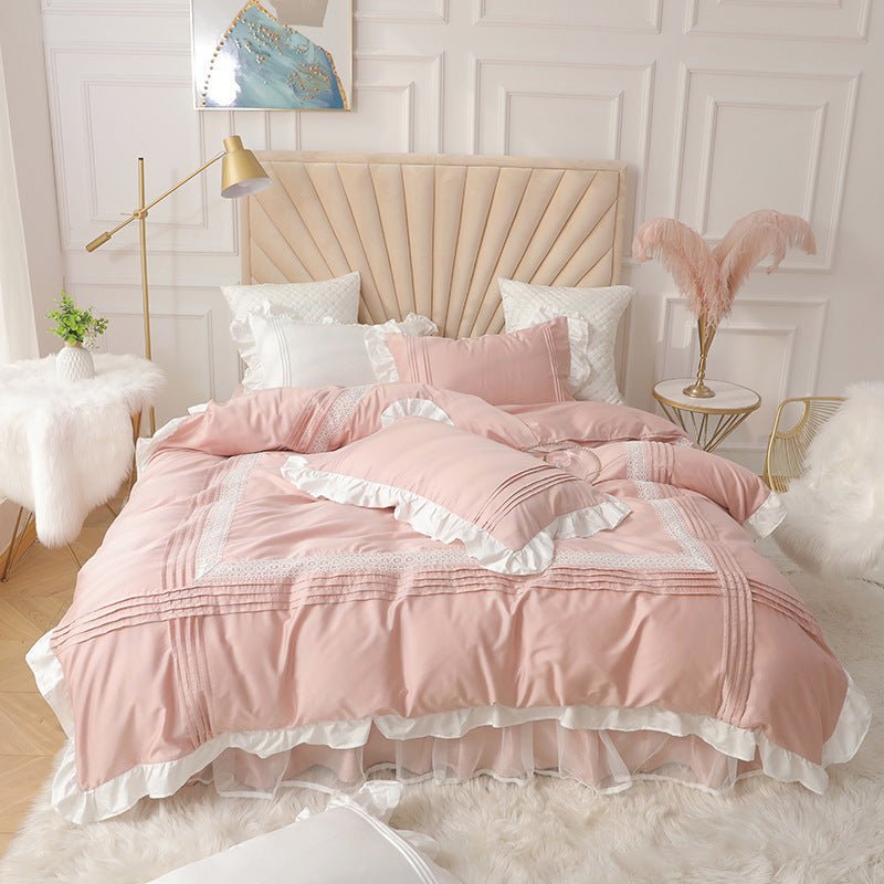 Korean Princess Style Lace Bed Skirt Four - Piece Quilt Cover - Casatrail.com