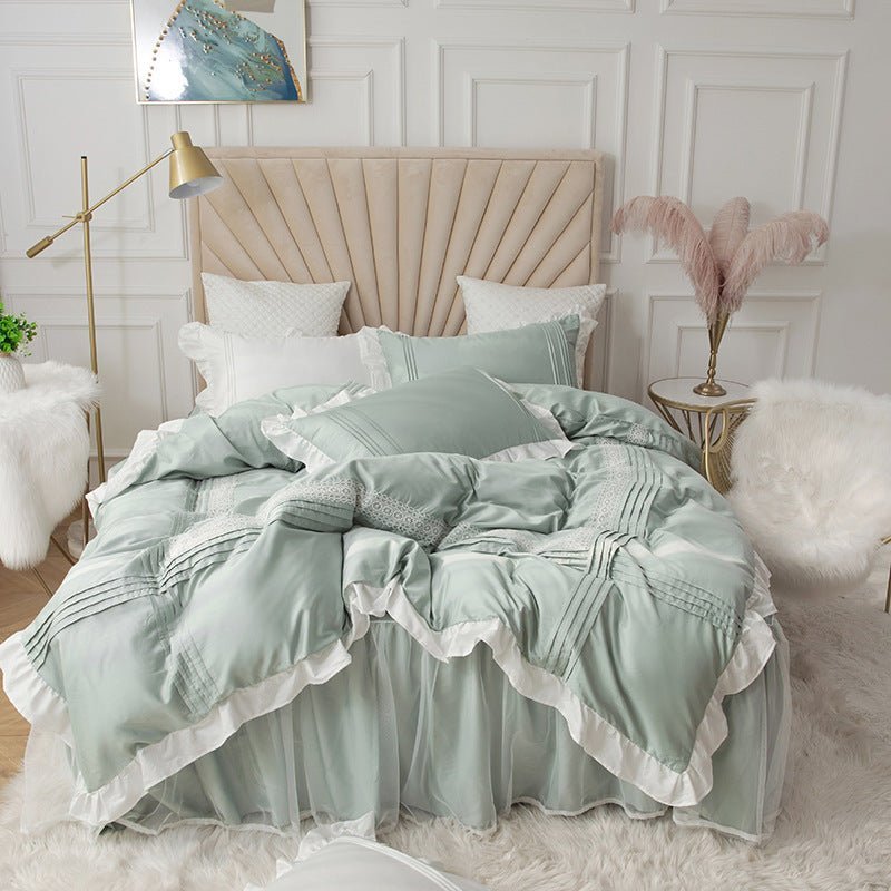 Korean Princess Style Lace Bed Skirt Four - Piece Quilt Cover - Casatrail.com