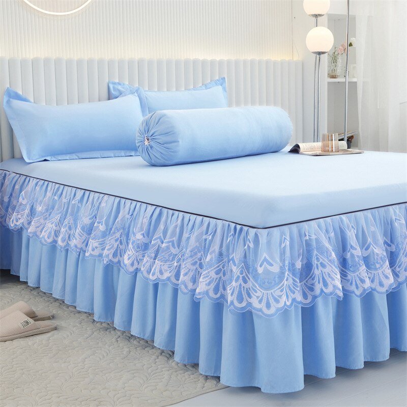 Lace Drop Bed Skirt with Cotton Bedspread for Princess Room - Casatrail.com