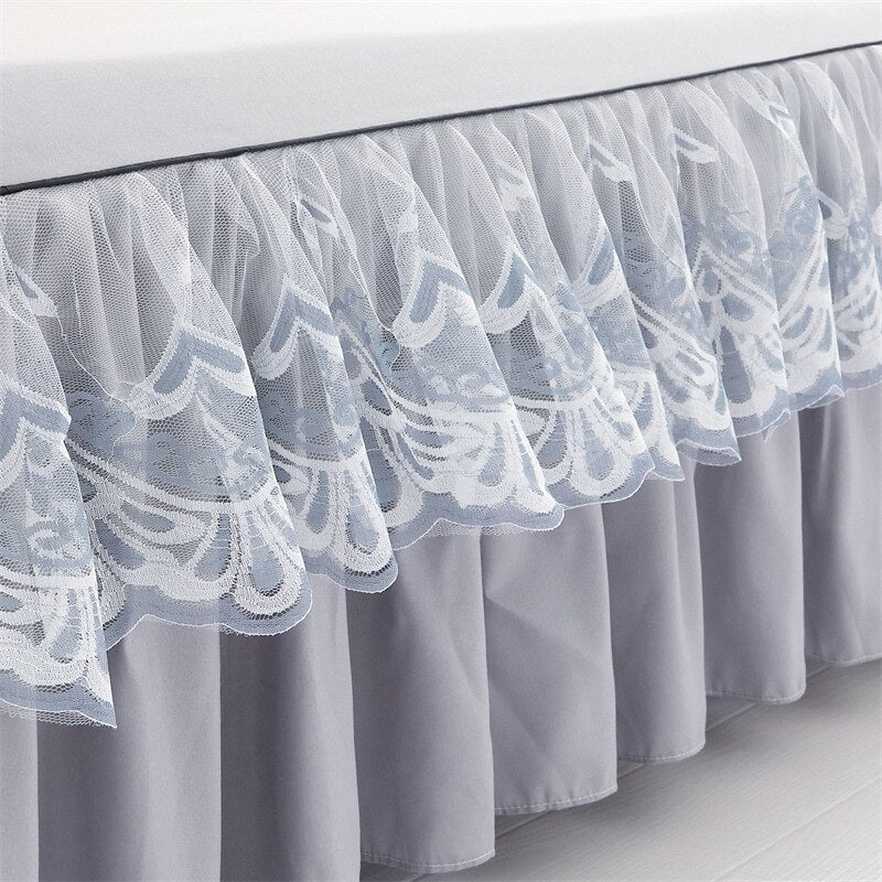 Lace Drop Bed Skirt with Cotton Bedspread for Princess Room - Casatrail.com