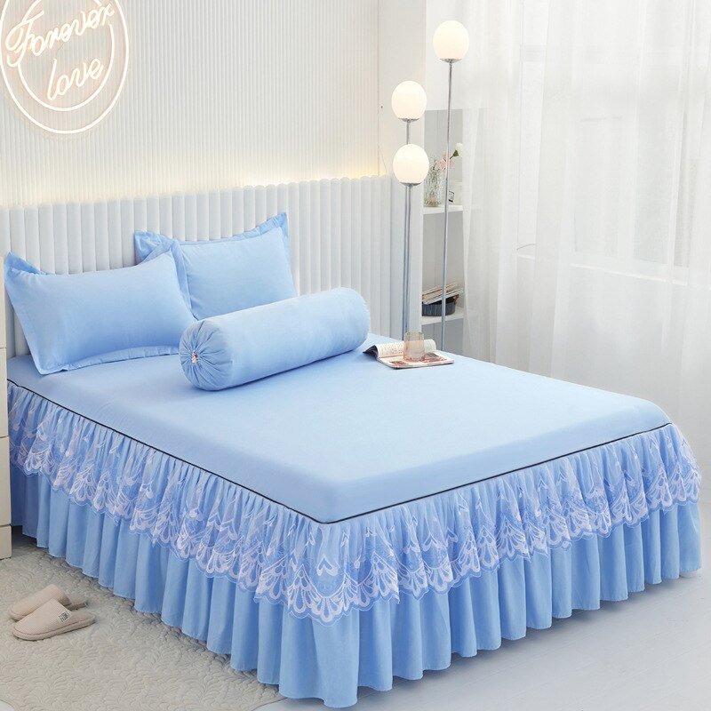 Lace Drop Bed Skirt with Cotton Bedspread for Princess Room - Casatrail.com