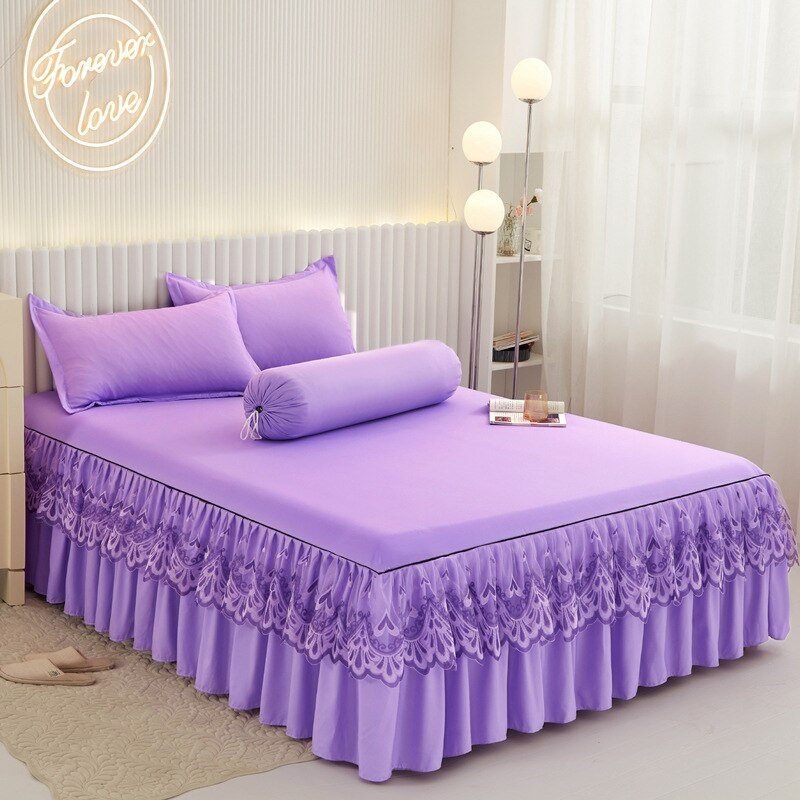 Lace Drop Bed Skirt with Cotton Bedspread for Princess Room - Casatrail.com